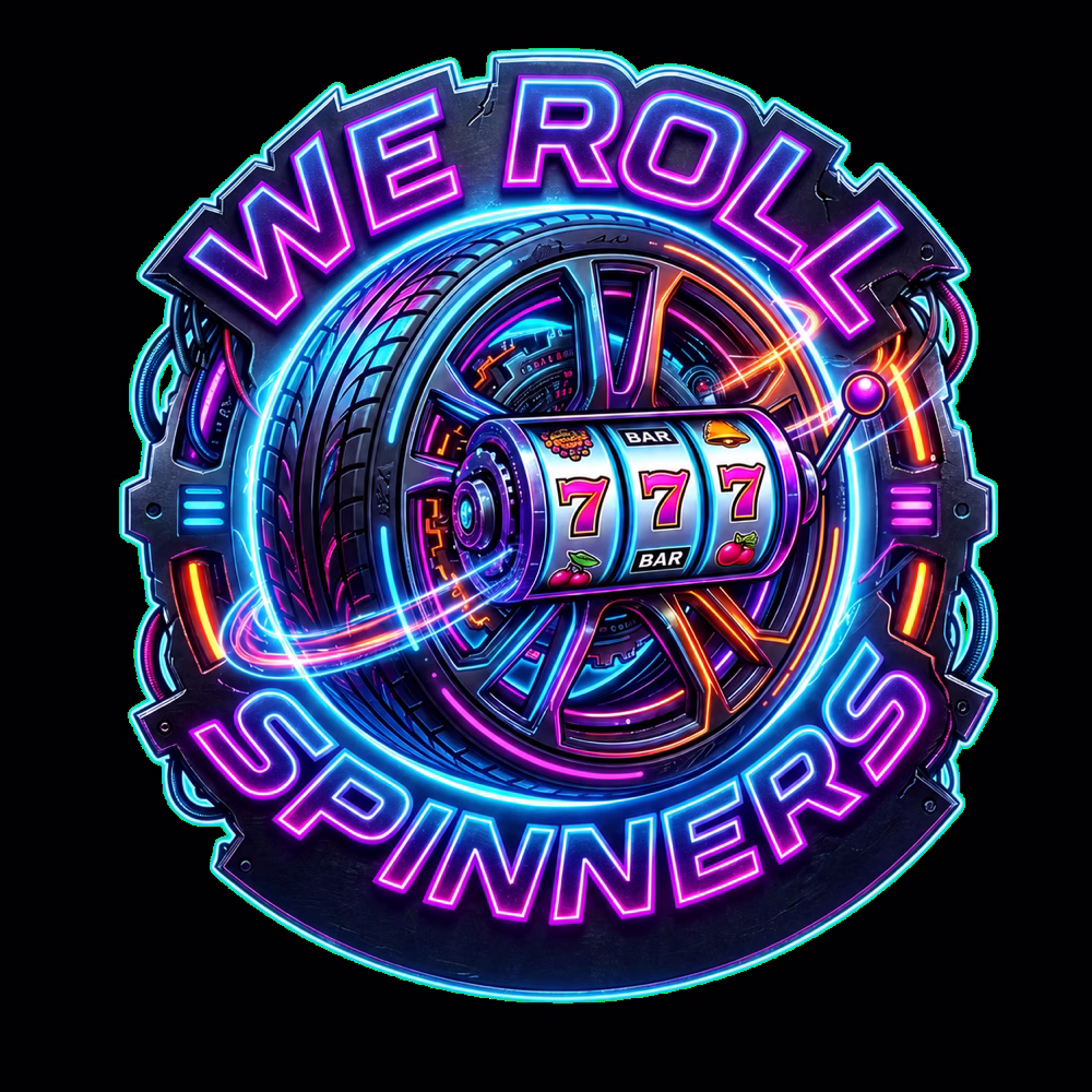 We Roll Spinners wheel and slot reel emblem